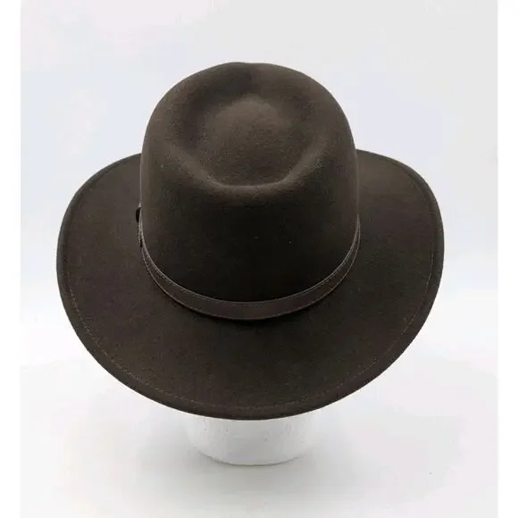 Pendleton Wool Felt Safari Fedora Hat Brown Leather Band Outback Style Medium...